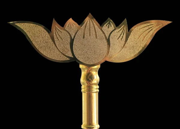 Lotus Patroon Metallisch Goud Een Zwarte Achtergrond — Stockfoto