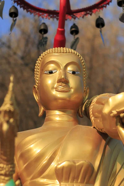 Die Goldene Buddha Statue Ist Schön Freien — Stockfoto