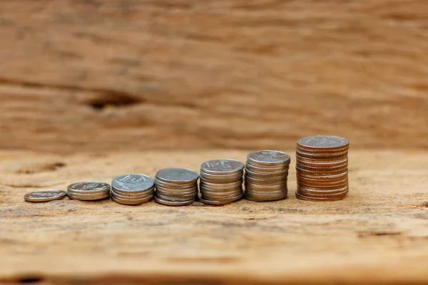 Het Concept Van Het Besparen Van Geld Oude Houten Vloer — Stockfoto