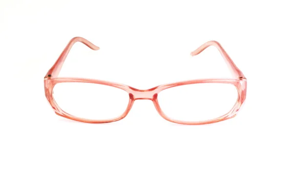 Beyaz Arka Plandaki Pembe Gözlüklere Yakın — Stok fotoğraf