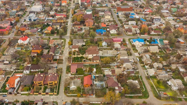 Αεροφωτογραφία Από Drone Των Στεγών Και Οδό Στην Πόλη Dnipro — Φωτογραφία Αρχείου