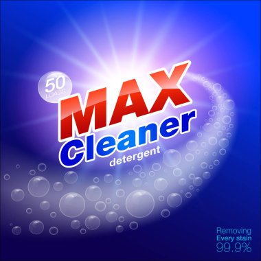Max cleaner laundry detergent label packaging.vector realistic file. clipart