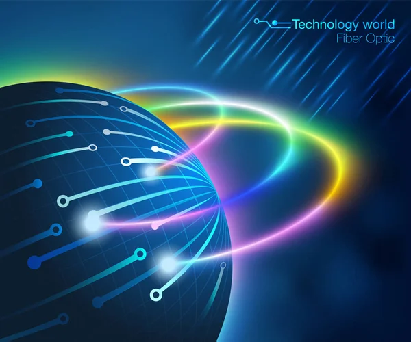 Global Fiber Optic Technology Background Comunica Com Mundo Alta Velocidade —  Vetores de Stock