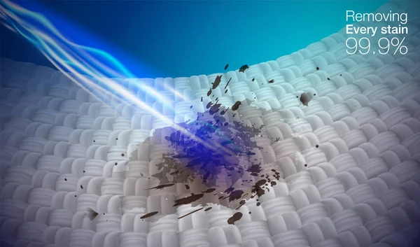 Işık leke Temizleme üzerinde fiber lazer. Temiz beyaz bir bez içinde fabricindicate üzerinde kir. Lekeleri ve mikroplar 99.9%Vector gerçekçi dosya kurtulmak.