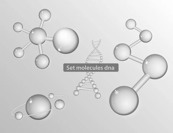 Set moleküller DNA vektör realisticmedical arka plan afiş veya şablon için. Atom moleküler yapı cam küresel parçacıklar ile.