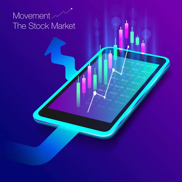 Beurs Het Touch Scherm Smartphone Voor Violette Achtergrond Vector Eps — Stockvector