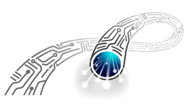 Yeni monokrom fiber optik kablo Abstrakt. Vector EPS dosyasının gelecekteki tasarımı için yüksek hızlı dijital kablo.