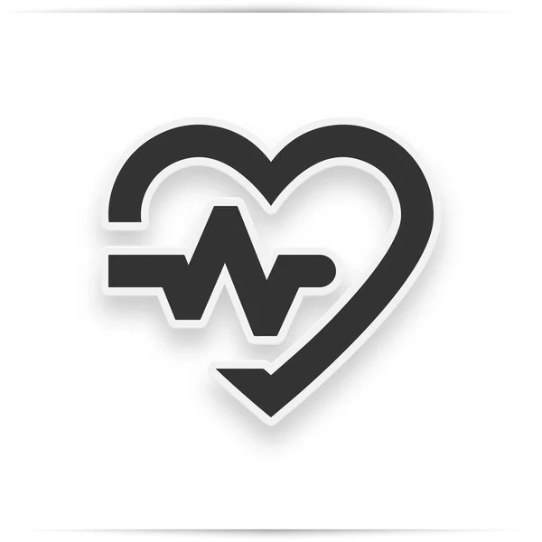 Gray heart icon with sign heartbeat — Stock Photo, Image