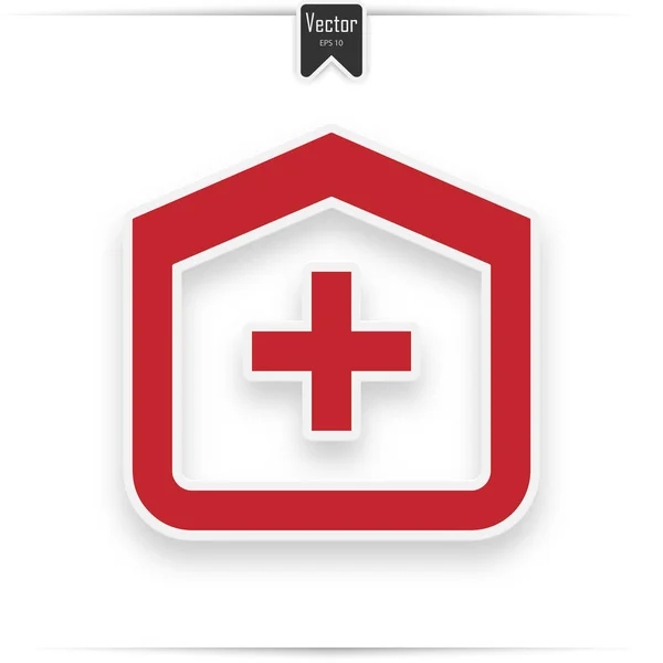 Ícone vetorial da clínica. Ícone plano vermelho do hospital médico —  Vetores de Stock