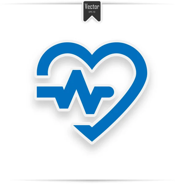 Corazón cardiograma icono azul - signo de latido del corazón vector — Vector de stock