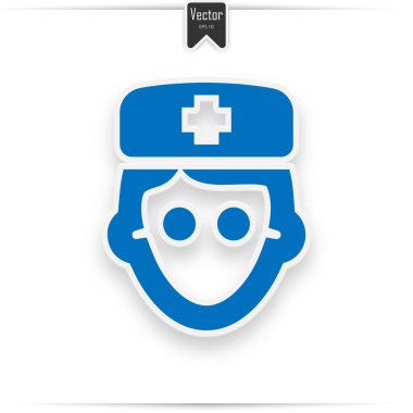 Doktor simgesi, izole, beyaz zemin üzerine mavi