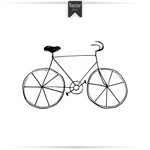 Handgezeichnete Vintage-Ikone mit Fahrrad-Vektor-Illustration. — Stockvektor