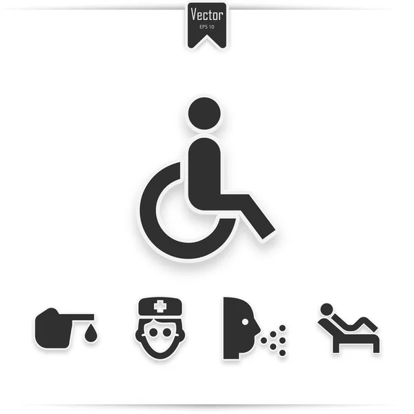 Paper Cut - Medical Icons. Wheelchair Icon and Bonus - Stok Vektor