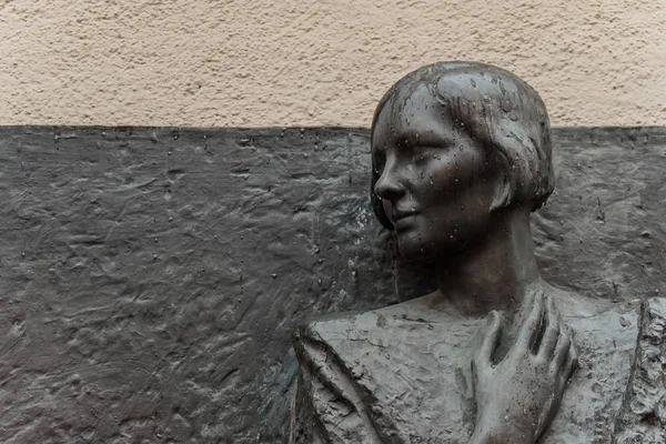 Bronze Bas Relief Portrait Poet Olga Berggoltz House She Lived — Stock Photo, Image