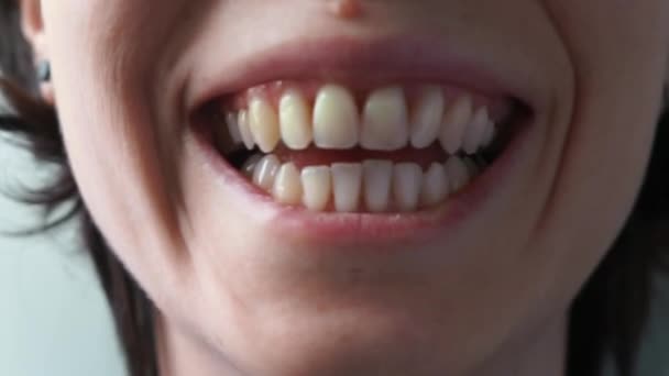 Girl Mouth Smiling Laughing Close — Stock Video