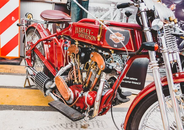 Petersburg Rusya Ağustos 2015 Harley Davidson Festivali Eski Kırmızı Retro — Stok fotoğraf