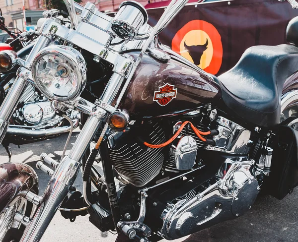 Petrohrad Rusko Srpna 2015 Harley Davidson Festival Detailní Záběr Černé — Stock fotografie