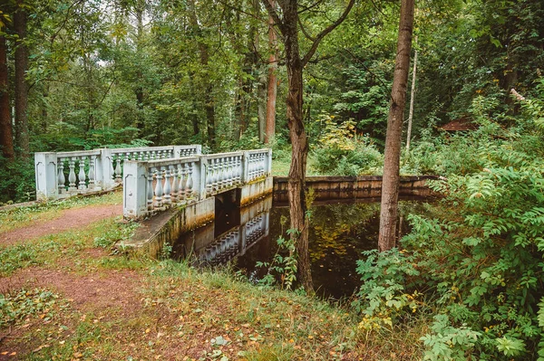 Небольшой Мост Через Ручей Лесу Архитектура Xix Века Стиле Классицизма — стоковое фото