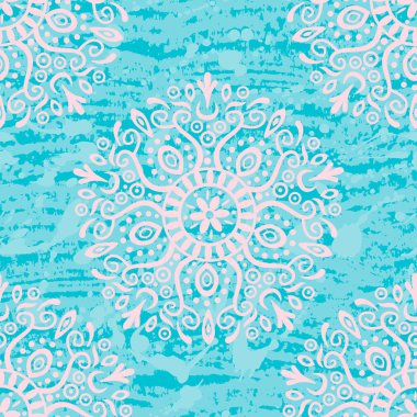 Mandala motifleri ile Dikişsiz Desen, açık mavi ve açık pembe Hint taze kiremit desen