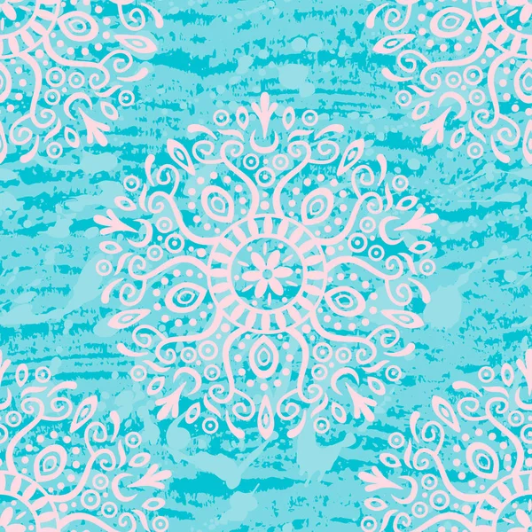 Patrón Sin Costura Con Motivos Mandala Indio Fresco Patrón Azulejos — Vector de stock