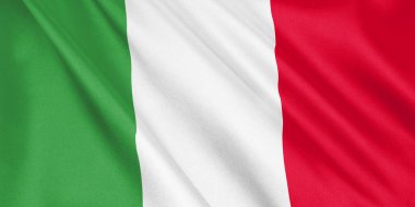 İtalya bayrak sallayarak Rüzgar, geniş format, 3d çizim ile. 3D render.