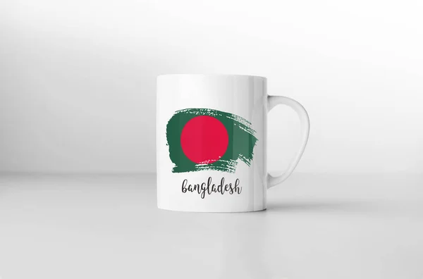 Caneca Lembrança Bandeira Bangladesh Fundo Branco Renderização — Fotografia de Stock