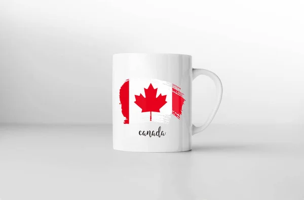 Tazza Souvenir Bandiera Canadese Sfondo Bianco Rendering — Foto Stock