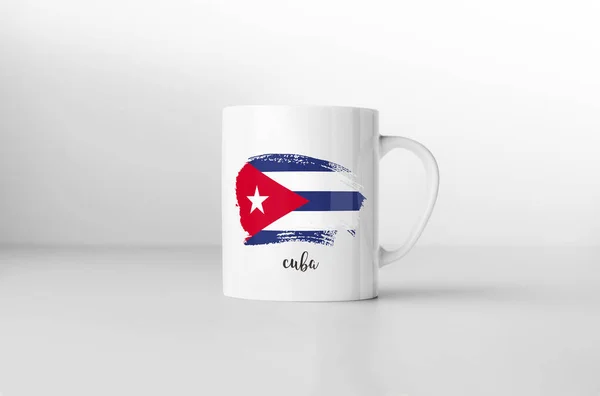 Kuba Flagga Souvenir Mugg Vit Bakgrund Rendering — Stockfoto