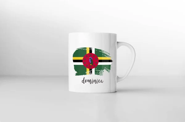 Dominica Flagga Souvenir Mugg Vit Bakgrund Rendering — Stockfoto