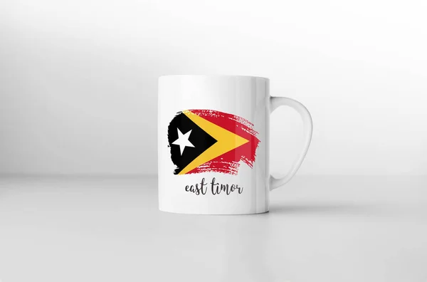 Caneca Lembrança Bandeira Timor Leste Sobre Fundo Branco Renderização — Fotografia de Stock