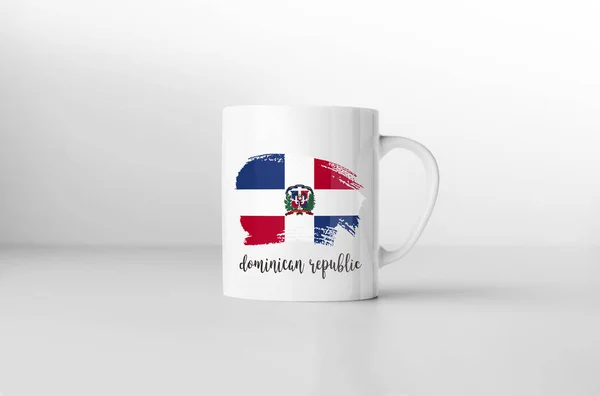 Dominikanska Republiken Flagga Souvenir Mugg Vit Bakgrund Rendering — Stockfoto