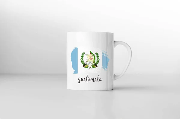 Caneca Lembrança Bandeira Guatemala Fundo Branco Renderização — Fotografia de Stock