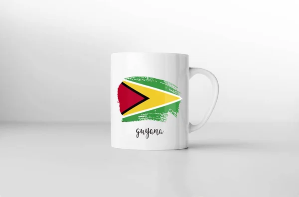 Guyana Vlajky Suvenýr Hrnek Bílém Pozadí Vykreslování — Stock fotografie