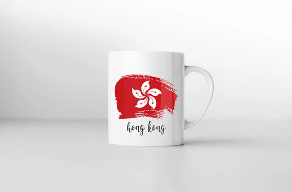 Hong Kong Flag Souvenir Mug White Background Rendering — Stock Photo, Image