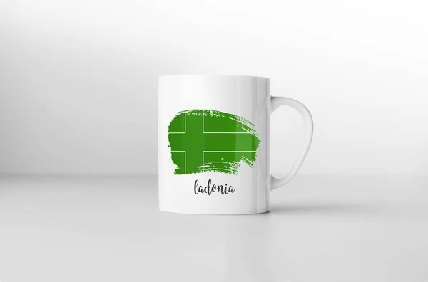 Ladonia Caneca Bandeira Lembrança Fundo Branco Renderização — Fotografia de Stock