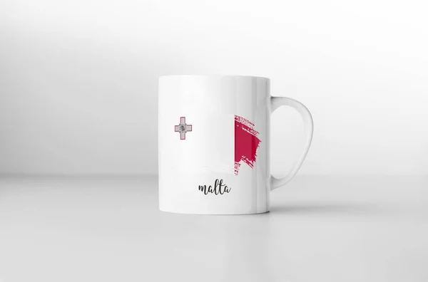 Malta Caneca Bandeira Lembrança Fundo Branco Renderização — Fotografia de Stock