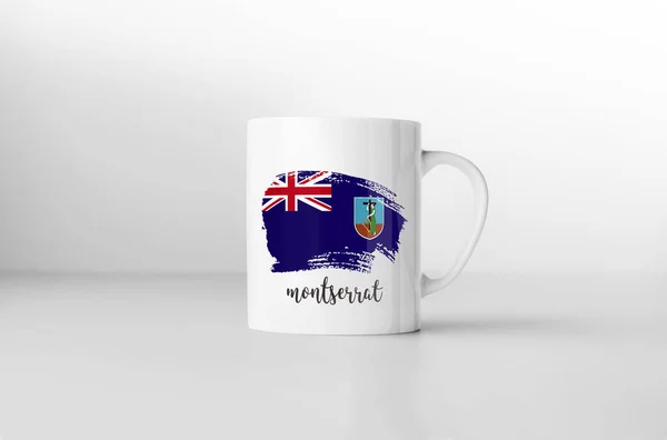 Taza Recuerdo Bandera Montserrat Sobre Fondo Blanco Renderizado —  Fotos de Stock