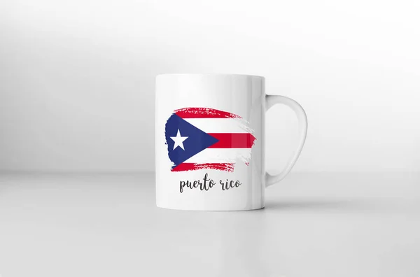 Puerto Rico Flaggan Souvenir Mugg Vit Bakgrund Rendering — Stockfoto