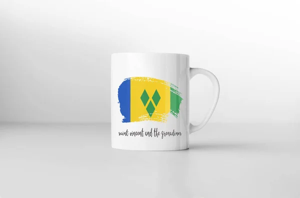 São Vicente Granadinas Bandeira Caneca Lembrança Fundo Branco Renderização — Fotografia de Stock