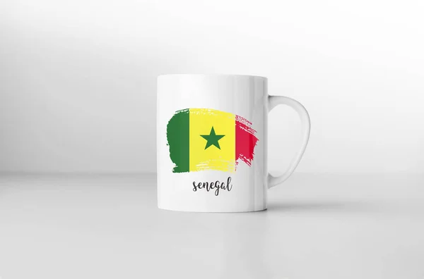 Senegals Flagga Souvenir Mugg Vit Bakgrund Rendering — Stockfoto