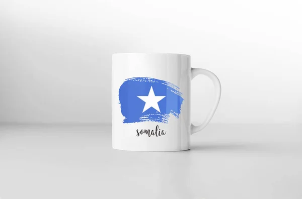 Caneca Lembrança Bandeira Somália Fundo Branco Renderização — Fotografia de Stock