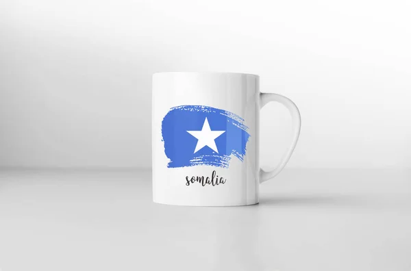 Tasse Souvenir Drapeau Somalie Sur Fond Blanc Rendu — Photo