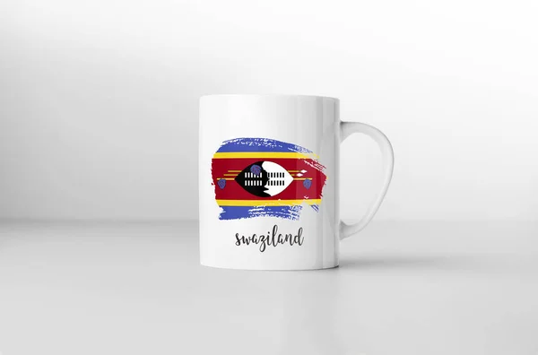 Swaziland Flag Souvenir Mug White Background Rendering — Stock Photo, Image