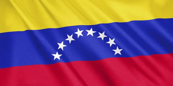 Флаг Венесуэлы Машущий Ветром Широкий Формат Иллюстрация Рендеринг — стоковое фото