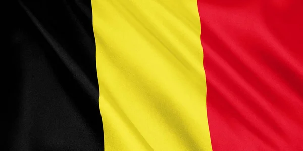 Belgien Flagga Vajande Med Vind Storformat Illustration Rendering — Stockfoto