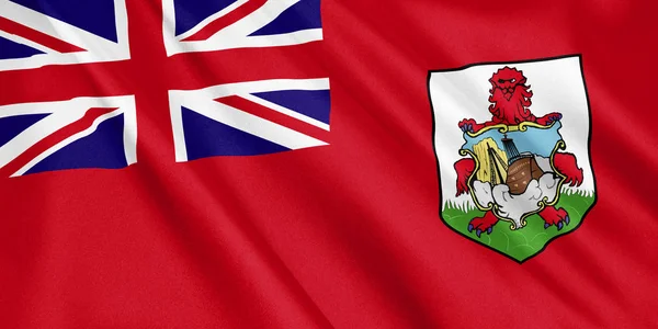 Bandeira Das Bermudas Acenando Com Vento Formato Amplo Ilustração Renderização — Fotografia de Stock