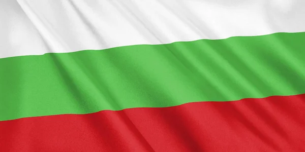 Bulgária Bandeira Acenando Com Vento Formato Largo Ilustração Renderização — Fotografia de Stock
