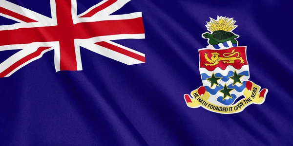 Cayman Islands Flag Waving Wind Wide Format Illustration Rendering — Stock Photo, Image