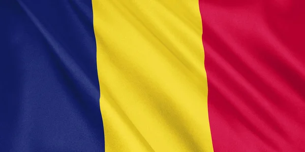 Tchads Flagga Vajande Med Vind Storformat Illustration Rendering — Stockfoto