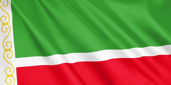 Chechnya Flag Waving Wind Wide Format Illustration Rendering — Stock Photo, Image
